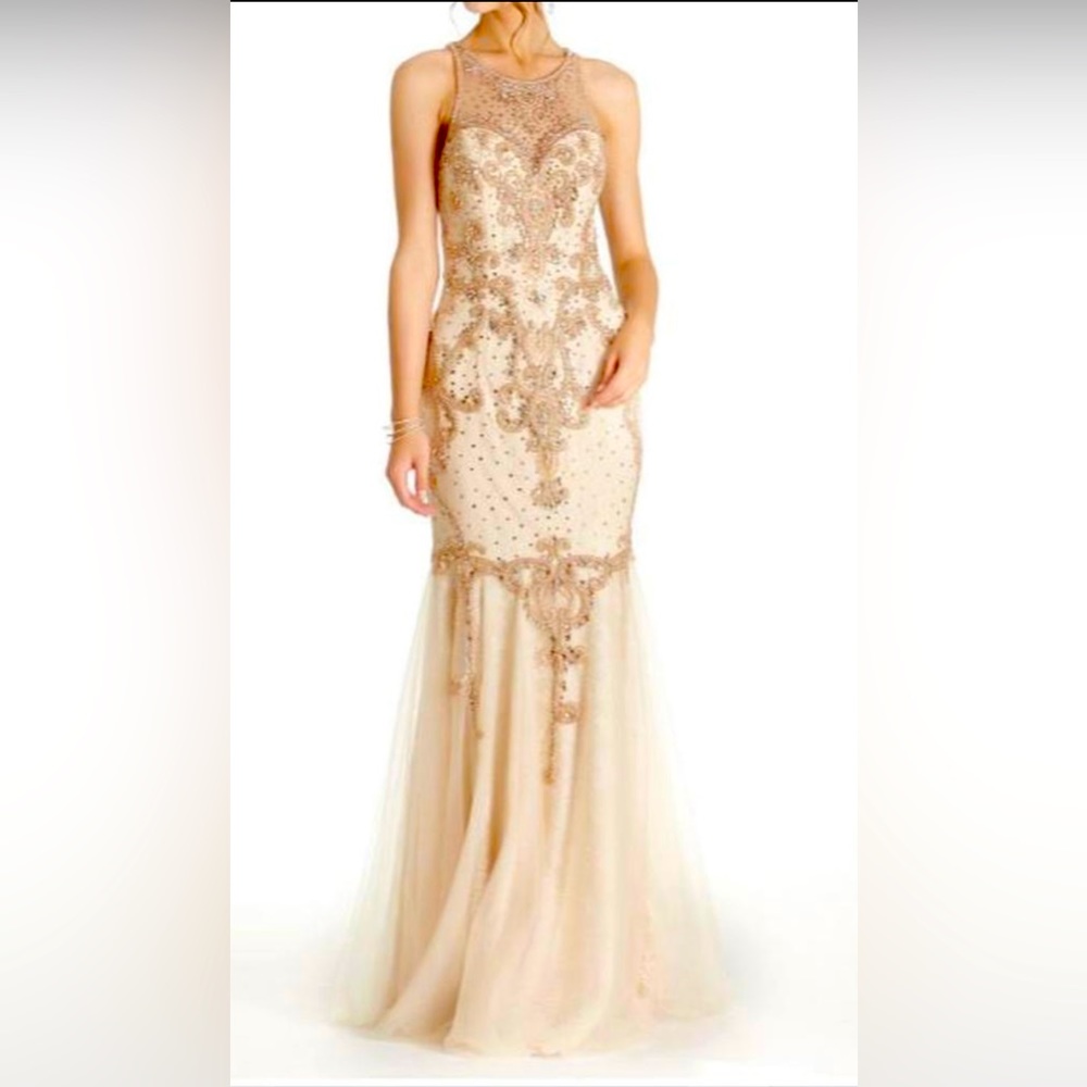 Gold/Beige Mermaid Prom Dress